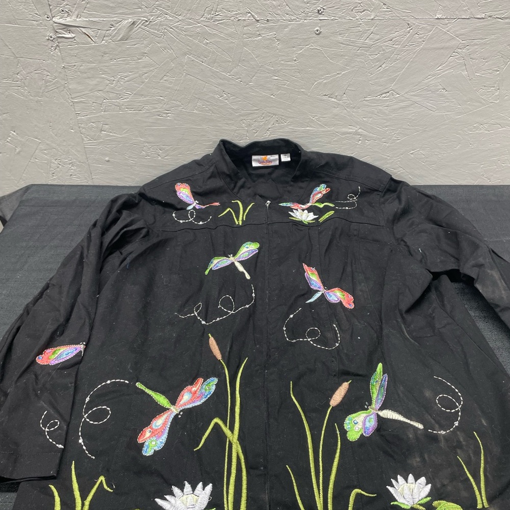 Quacker Factory Elegant Black Jacket with Multicolor Embroidery